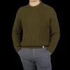 Peregrine Knitwear | Olive Green Merino Wool Ford Crewneck