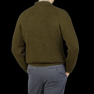 Peregrine Sweaters | Olive Green Merino Wool Ford Crewneck