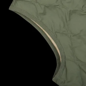 Taion Gilets | Olive Green Nylon Down V-Neck Button Vest