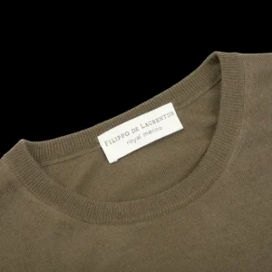 Filippo de Laurentiis Sweaters | Olive Green Super 120S Merino Crew Neck