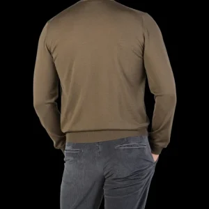Filippo de Laurentiis Sweaters | Olive Green Super 120S Merino Crew Neck