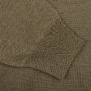 Filippo de Laurentiis Knitwear | Olive Green Super 120S Merino Crew Neck