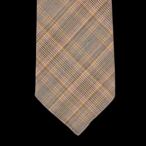 Dreaming Of Monday Ties | Orange Checked 7-Fold Super 100S Wool Tie