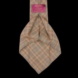 Dreaming Of Monday Ties | Orange Checked 7-Fold Super 100S Wool Tie