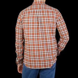 Xacus Shirts | Orange Checked Plaid Cotton Bd Legacy Shirt