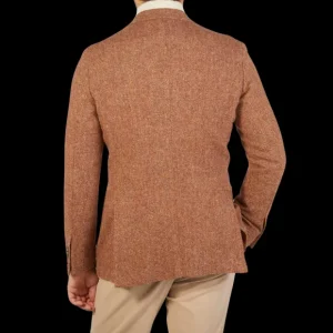 Studio 73 Blazers | Orange Herringbone Wool Tweed Blazer