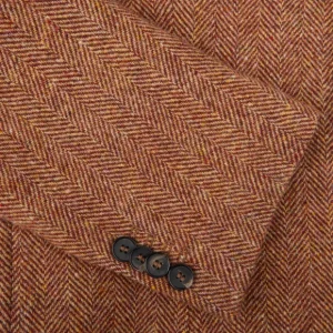 Studio 73 Blazers | Orange Herringbone Wool Tweed Blazer