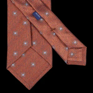 Silvio Fiorello Ties | Orange Herringbone Woven Silk Tie