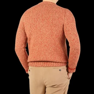 Gran Sasso Sweaters | Orange Melange Wool Geelong Crewneck