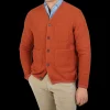 Universal Works Knitwear | Orange Wool Fleece Button Cardigan