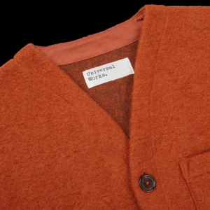 Universal Works Cardigans | Orange Wool Fleece Button Cardigan