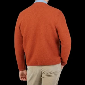 Universal Works Cardigans | Orange Wool Fleece Button Cardigan