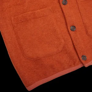Universal Works Cardigans | Orange Wool Fleece Button Cardigan