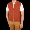 Universal Works Outerwear | Orange Wool Fleece Zip Waistcoat