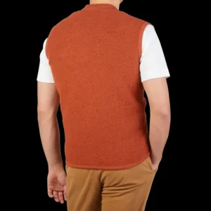 Universal Works Outerwear | Orange Wool Fleece Zip Waistcoat