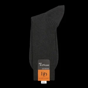 Doré Doré Socks | Otarie Grey Cotton Fil D'Ecosse Ribbed Socks