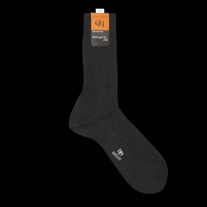 Doré Doré Socks | Otarie Grey Cotton Fil D'Ecosse Ribbed Socks