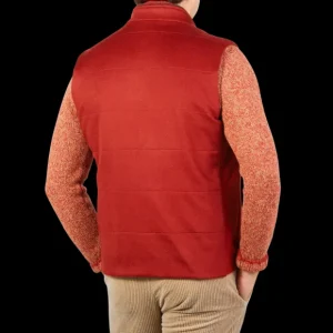 Maurizio Baldassari Outerwear | Paprika Red Water Repellent Pure Cashmere Gilet