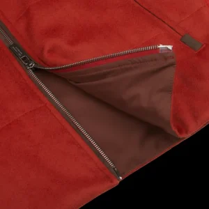 Maurizio Baldassari Outerwear | Paprika Red Water Repellent Pure Cashmere Gilet