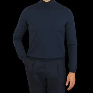 Gran Sasso Knitwear | Petrol Blue Merino Wool Roll Neck