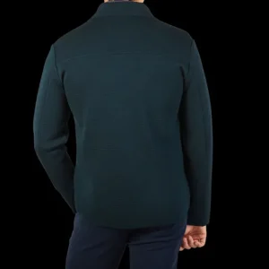 Maurizio Baldassari Outerwear | Petrol Green Milano Knitted Wool Overshirt