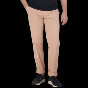 Canali Trousers | Pink Beige Cotton Stretch Flat Front Chinos