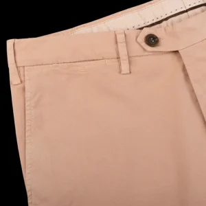 Canali Trousers | Pink Beige Cotton Stretch Flat Front Chinos