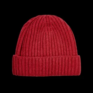 William Lockie Beanies | Poppy Melange Cashmere Ribbed Beanie