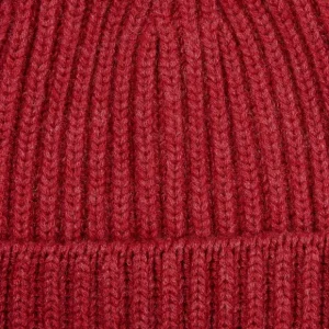 William Lockie Beanies | Poppy Melange Cashmere Ribbed Beanie