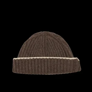 William Lockie Beanies | Porcupine Alabaster Cashmere Ribbed Short Beanie