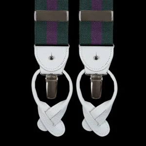 Albert Thurston Braces | Purple Green Wimbledon Stripe 40Mm Braces