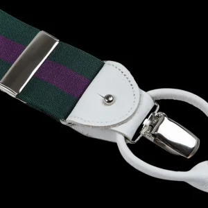 Albert Thurston Braces | Purple Green Wimbledon Stripe 40Mm Braces