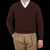 Alan Paine Sweaters | Raisin Brown Lambswool V-Neck