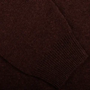 Alan Paine Knitwear | Raisin Brown Lambswool V-Neck