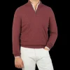 Gran Sasso Sweaters | Raspberry Red Cashmere 1/4 Zip Sweater