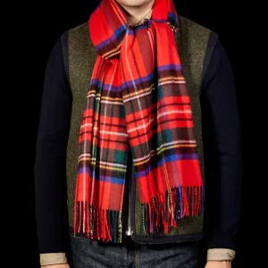 Johnstons of Elgin Scarves | Red Checked Royal Stewart Cashmere Scarf