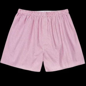 Sunspel Underwear | Red Stripe Cotton Poplin Boxer Shorts