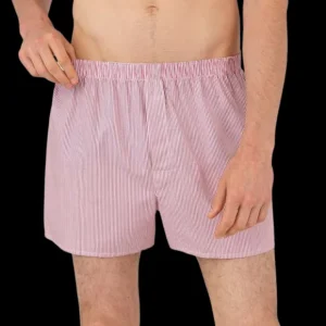 Sunspel Underwear | Red Stripe Cotton Poplin Boxer Shorts