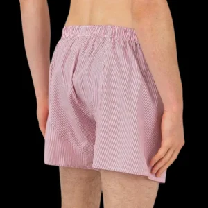 Sunspel Underwear | Red Stripe Cotton Poplin Boxer Shorts
