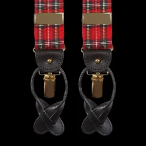 Albert Thurston Braces | Red Tartan Checked Wool 35Mm Braces