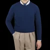 William Lockie Sweaters | Regatta Blue Crew Neck Lambswool Sweater