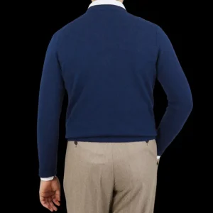 William Lockie Sweaters | Regatta Blue Crew Neck Lambswool Sweater