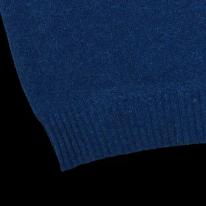 William Lockie Knitwear | Regatta Blue Crew Neck Lambswool Sweater