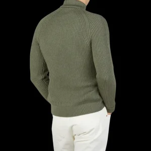 Zanone Knitwear | Sage Green Ribbed Wool Rollneck