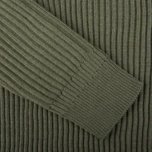 Zanone Knitwear | Sage Green Ribbed Wool Rollneck