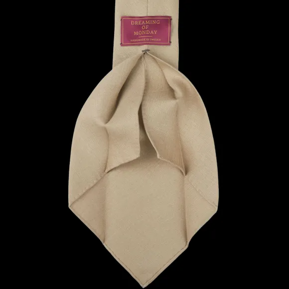 Dreaming Of Monday Ties | Sand Beige 7-Fold Vintage Linen Tie