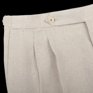 De Petrillo Trousers | Sande Beige Irish Linen Modello B Trousers