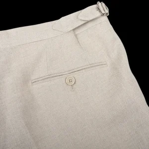 De Petrillo Trousers | Sande Beige Irish Linen Modello B Trousers