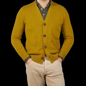 Filippo de Laurentiis Knitwear | Senape Wool Cashmere Button Cardigan