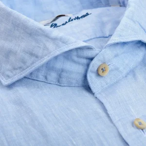 Stenströms Shirts | Sky Blue Linen Cutaway Fitted Body Shirt